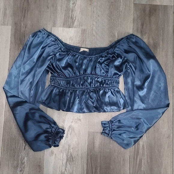 Altar'd State Tops - Elegant Blue Off-Shoulder Women's Top